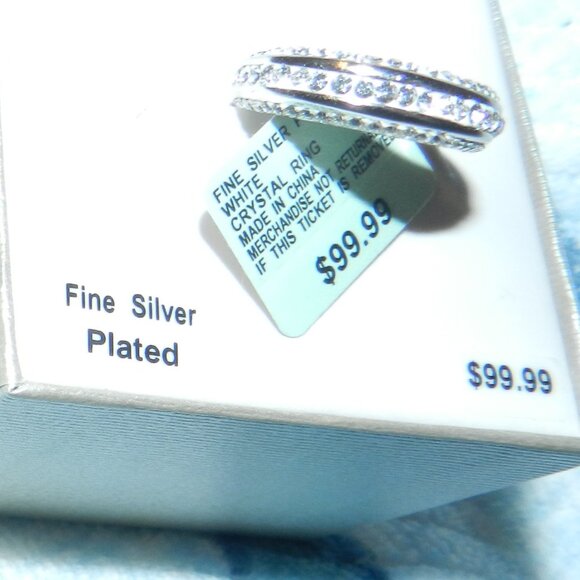Engagement Ring Fine Silver Plated Triple White Paved Crystal's RingNEW 🆕📦🏃🚚 - Picture 6 of 15
